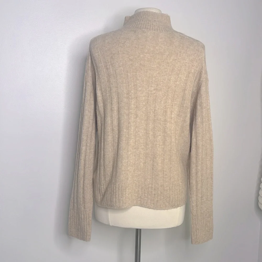 J. Crew Beige Ribbed Cowl Turtleneck Sweater - Picture 6 of 9